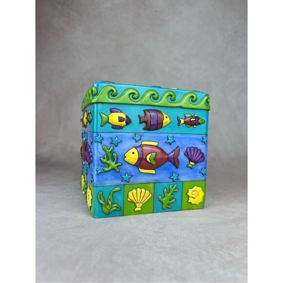 Vintage Sue Zipkin Zippy Fish Tissue Box Underwater Beach Fish Theme - Picture 3 of 11